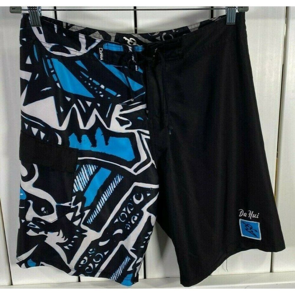 Da Hui Board Shorts Black Blue Size - 32